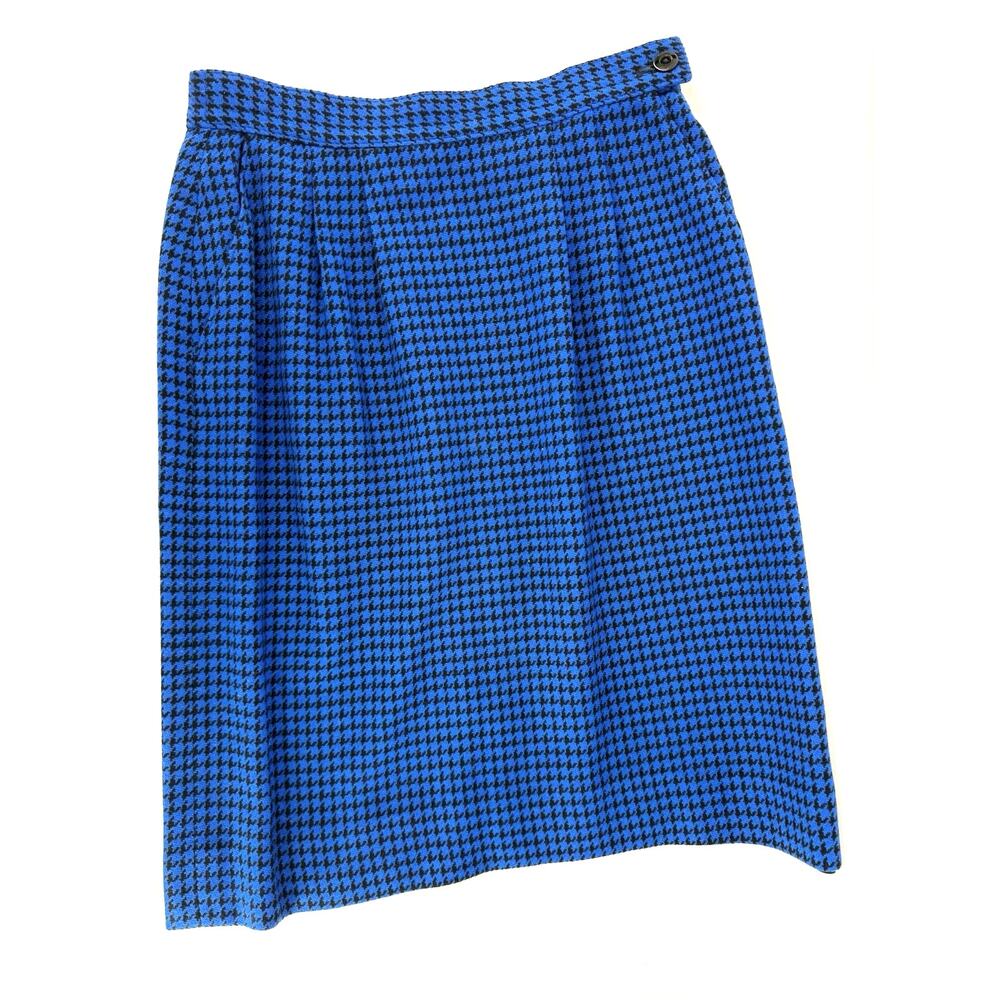Miss Pendleton Size 8 Royal Blue Black Houndstooth Wool Pencil Skirt Size 8